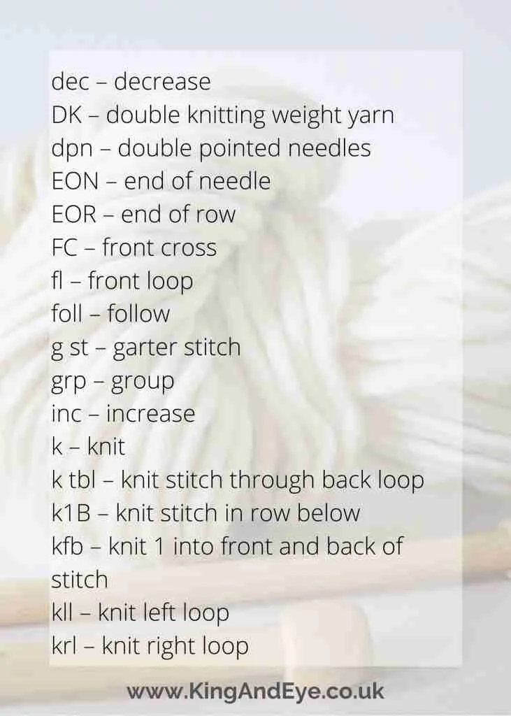 Knitting abbreviations2