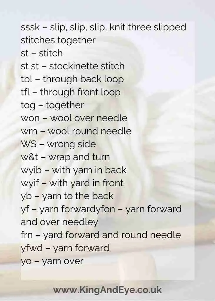 Knitting Abbreviations7