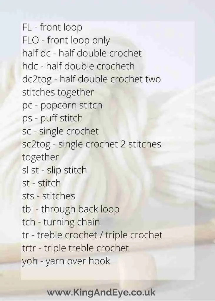 Crochet Stitch Abbreviations 2