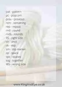 Abbreviations used in crochet
