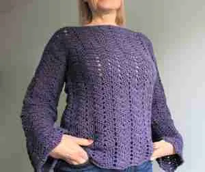 Peephole Chevron Lace Crochet Sweater