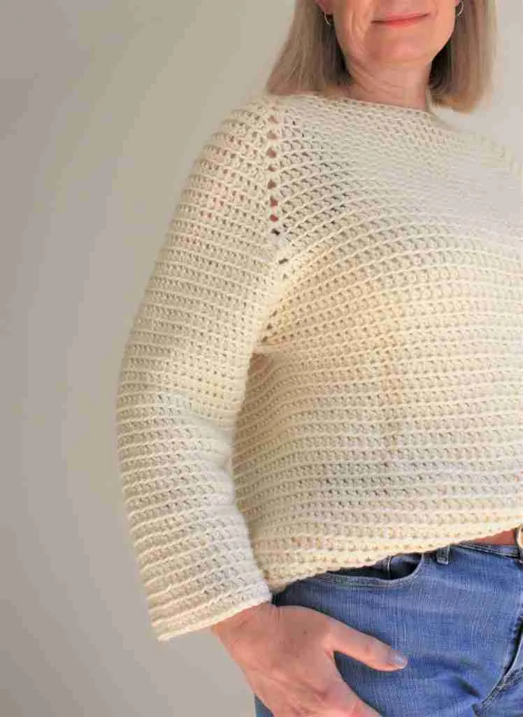 St Ives easy raglan crochet sweater pattern